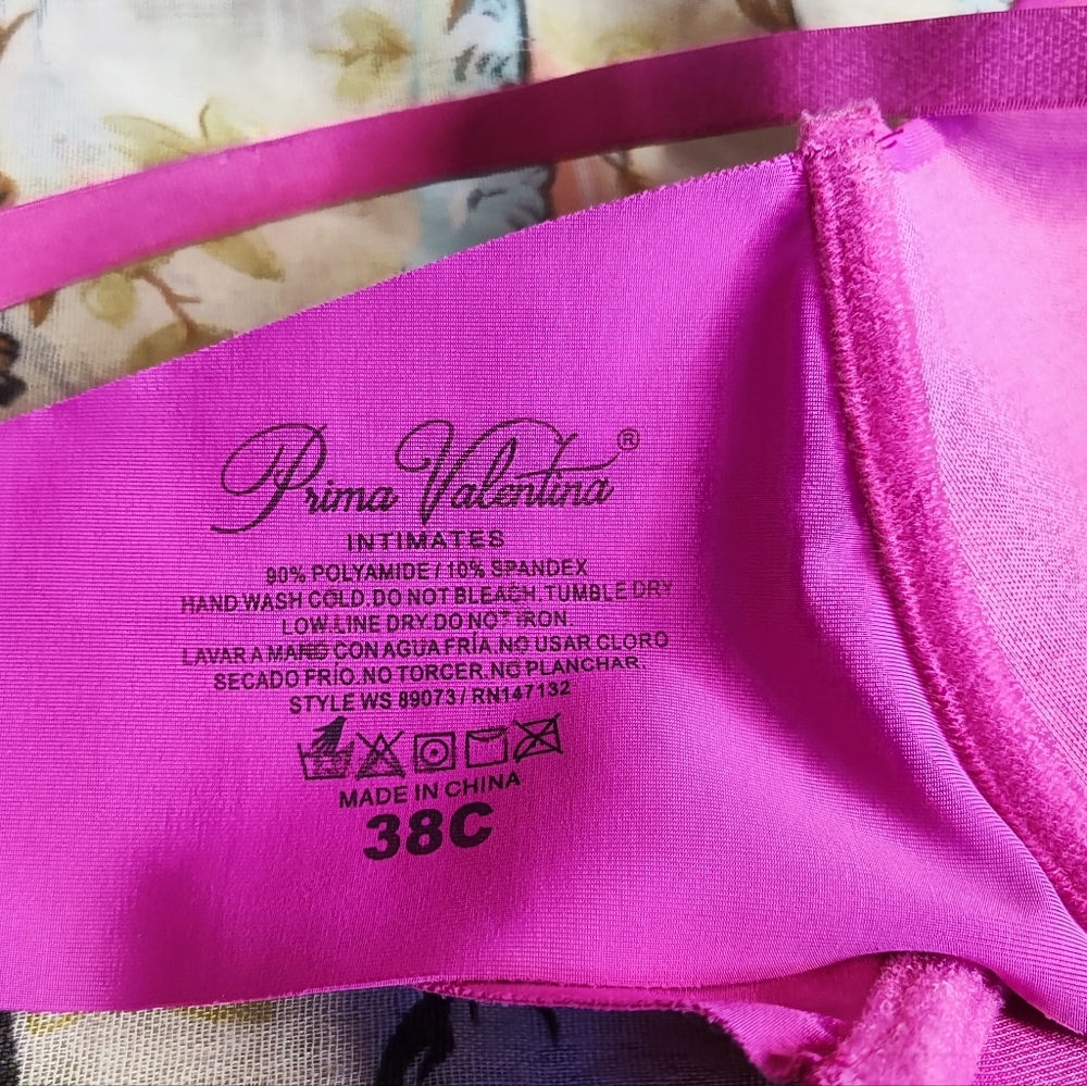 Prima Valentina Hot Pink Fuchsia Sexy Padded Bra Size 38C Brassiere NWT NEW - Picture 4 of 7